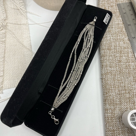 Vintage Ross Simons 925 Sterling Silver Mesh Bracelet With Beaded Accents - Picture 7 of 14